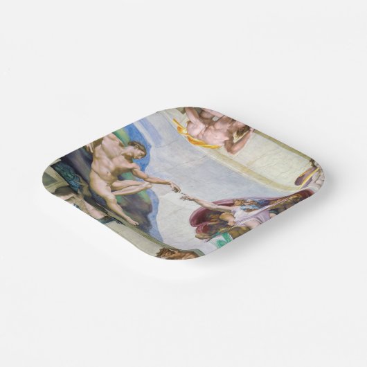 Michelangelo - Gründung von Adam, Sixtinische Kape Pappteller (Gewinkelt)