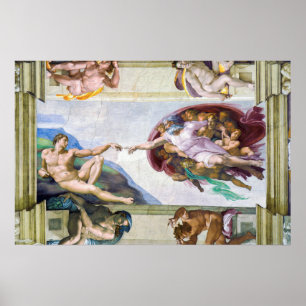 Michelangelo - Gründung von Adam, Sixtinische Kape Poster