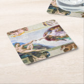 Michelangelo - Gründung von Adam, Sixtinische Kape Rechteckiger Pappuntersetzer (angewinkelt)