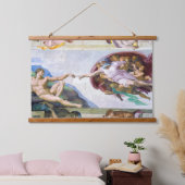 Michelangelo - Gründung von Adam, Sixtinische Kape Wandteppich Mit Holzrahmen (Schlafzimmer)