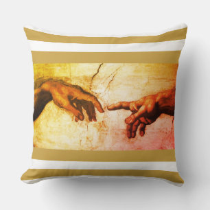 Michelangelo Hände geben Vintage-Kunst auf goldene Kissen