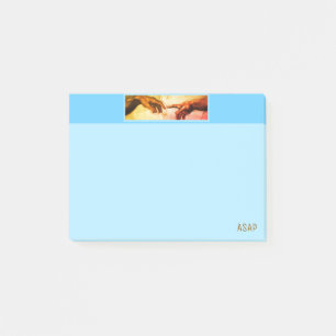 Michelangelo Hands Vintag Art ASAP on Light Blue Post-it Klebezettel