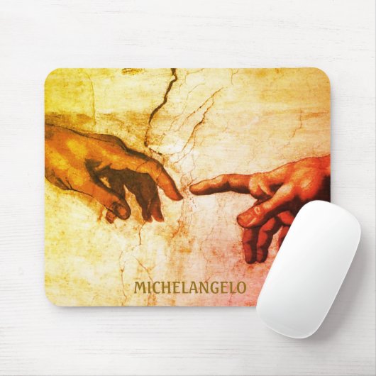 Michelangelo Hands Vintag Art Mousepad (Mit Mouse)
