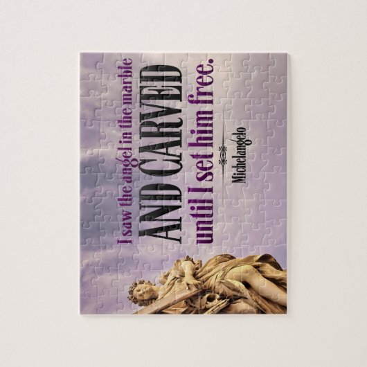 Michelangelo Inspiration Zitat "Engel geschnitzt" Puzzle (Vertikal)