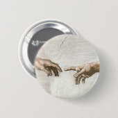 Michelangelo Schöpfung Adams Hände Fine Art Button (Vorne & Hinten)