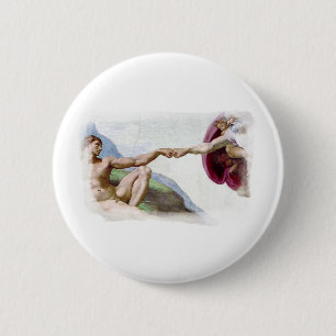 Michelangelo Schöpfung des Menschen - Gott Adam Fa Button