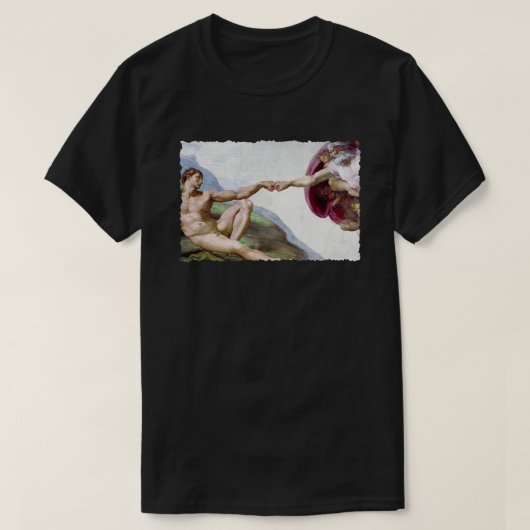 Michelangelo Schöpfung des Menschen - Gott Adam Fa T-Shirt (Design vorne)