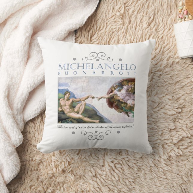 Michelangelo Schöpfung des Menschen Malerei mit Zi Kissen (Decke)