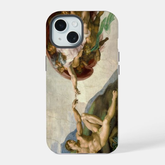 Michelangelo Schöpfung von Adam Art iPhone 15 Hülle (Rückseite)