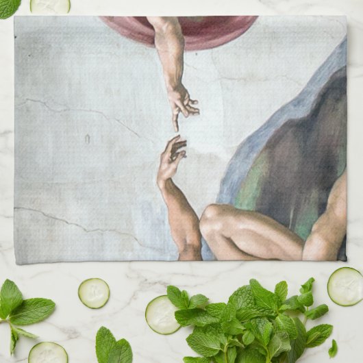 Michelangelo-Schöpfung von Adam Geschirrtuch (Gefaltet)