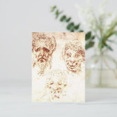 Michelangelo - Studien über Grotesques Postkarte (Stehend Vorderseite)