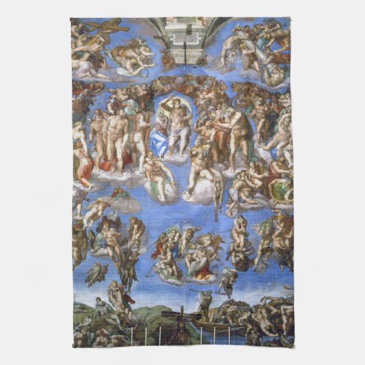 Michelangelo The Last Judgment Fine Art Print Geschirrtuch (Vertikal)