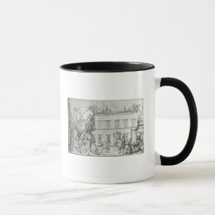 Michelangelo zu Pferd, einen Künstler besuchend Tasse