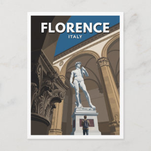 Michelangelos David unter Renaissance-Arkaden Postkarte