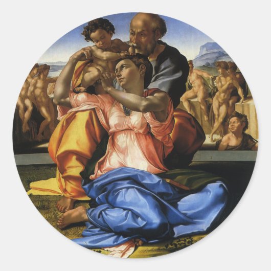 Michelangelo's Doni Tondo oder Doni Madonna Runder Aufkleber (Vorderseite)