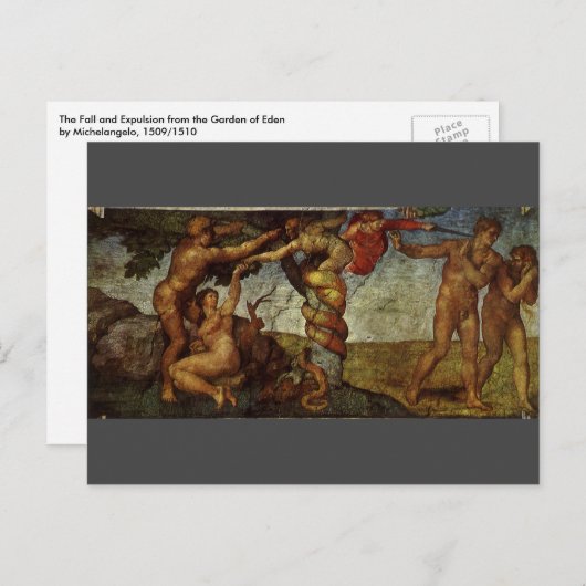 Michelangelos Fall und Ausweisung, Garten Eden Postkarte (Vorne/Hinten)