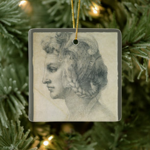 Michelangelos Idealer Frauenkopf Keramikornament