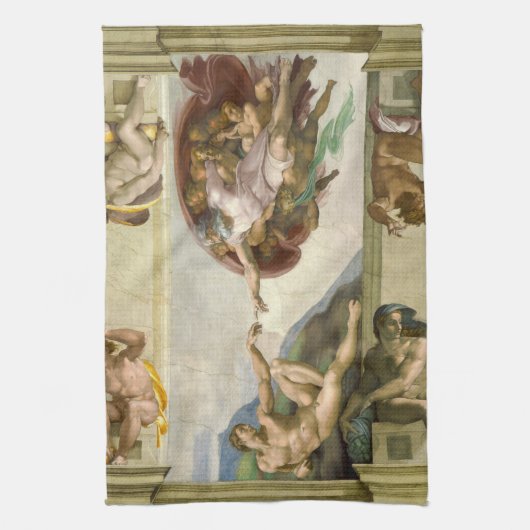 Michelangelos Menschenerschaffung (Schöpfung Adams Geschirrtuch (Vertikal)