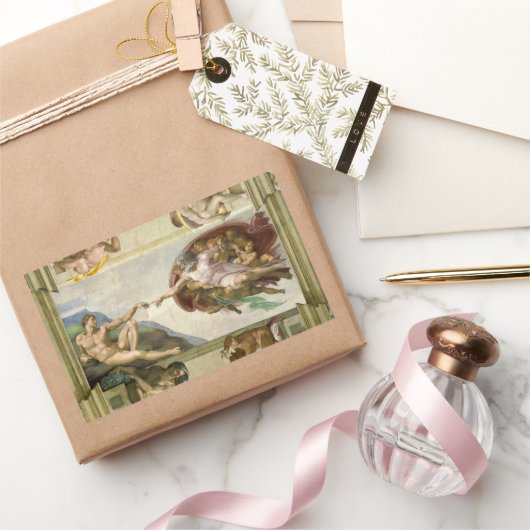 Michelangelos Menschenerschaffung (Schöpfung Adams Rechteckiger Aufkleber (Schenken)