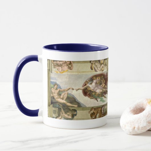 Michelangelos Menschenerschaffung (Schöpfung Adams Tasse (Mit Donut)