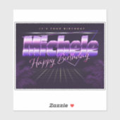 Michele Name Vorname lila retro Sticker Geburtstag (Blatt)