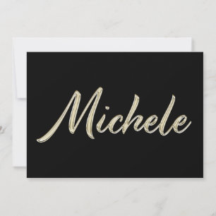 Michele Name white gold Handwriting Karte