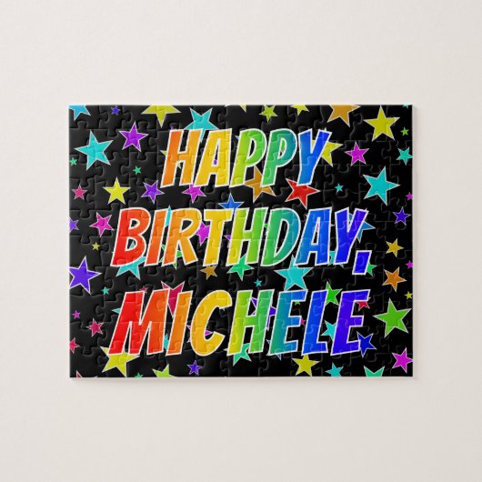 "MICHELE" Vorname, Spaß "GLÜCKLICHER GEBURTSTAG" Puzzle (Horizontal)