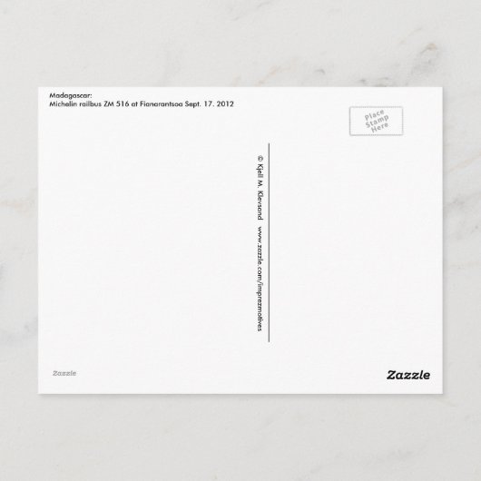 Michelin Railbus MZ 516 - Madagaskar Postkarte (Rückseite)