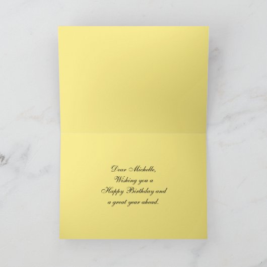 Michelle Happy Birthday Rot, Gelb und Weiß Rose Karte (Innenseite)