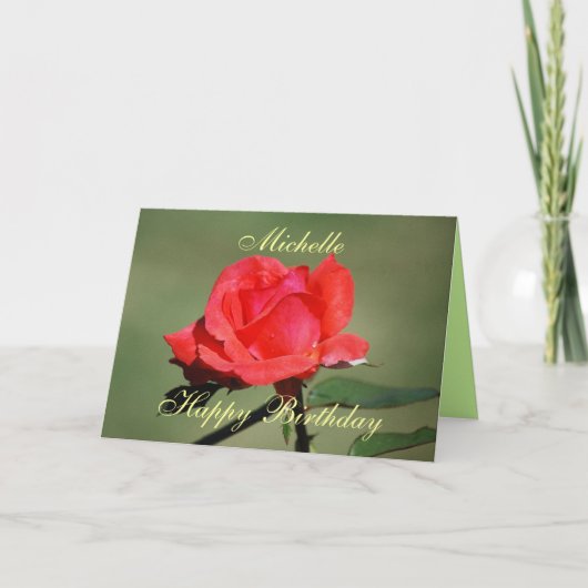 Michelle Happy Birthday Scarlet Rose Card Karte (Vorderseite)