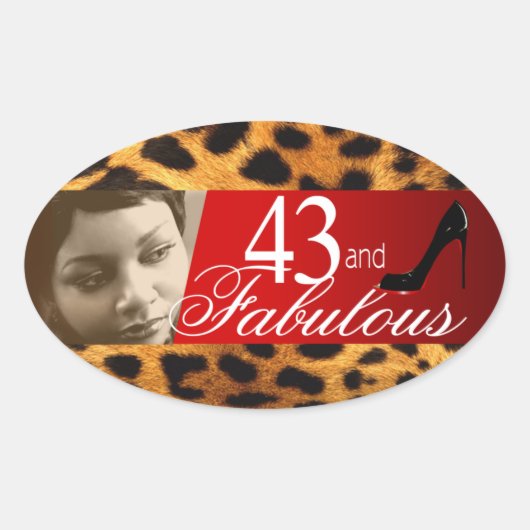 Michelle Leopard Foto Party Ovaler Aufkleber (Vorderseite)