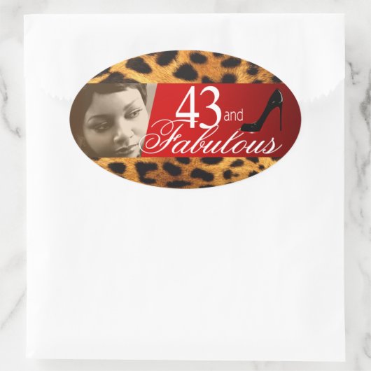 Michelle Leopard Foto Party Ovaler Aufkleber (Tasche)