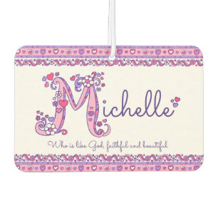 Michelle Letter M Name bedeutet lila rosa Autolufterfrischer