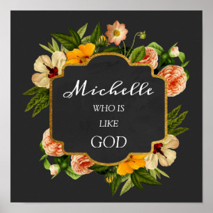 Michelle Name Bedeutung Royal Floral Geburtstag Mi Poster