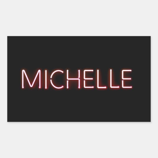 Michelle Name in glühender Neonbeleuchtung Neuheit Rechteckiger Aufkleber (Vorderseite)