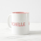 Michelle Name in glühender Neonbeleuchtung Neuheit Zweifarbige Tasse (Vorderseite Links)