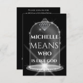 Michelle Name Meaning Diamond Graduate Spark Einladung (Vorne/Hinten)