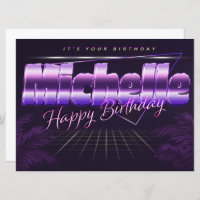Michelle Name Vorname lila retro Karte Geburtstag