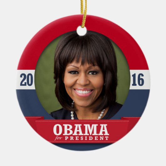 MICHELLE OBAMA 2016 KERAMIKORNAMENT (Vorne)
