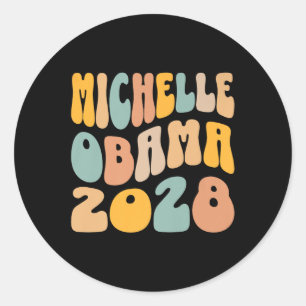 Michelle Obama 2028 für Präsident Resist Wavy Groo Runder Aufkleber