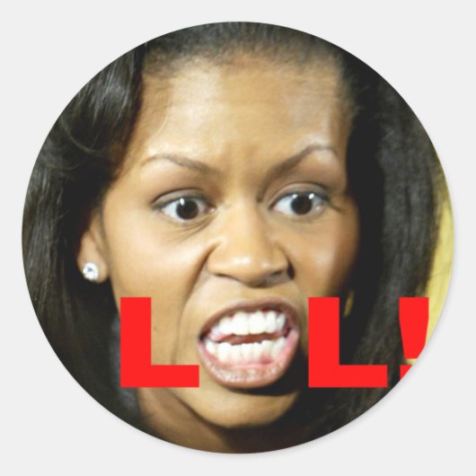 Michelle Obama LOL Runder Aufkleber (Vorderseite)