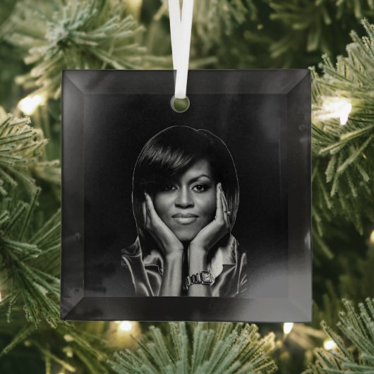 MICHELLE OBAMA ORNAMENT AUS GLAS (Insitu)
