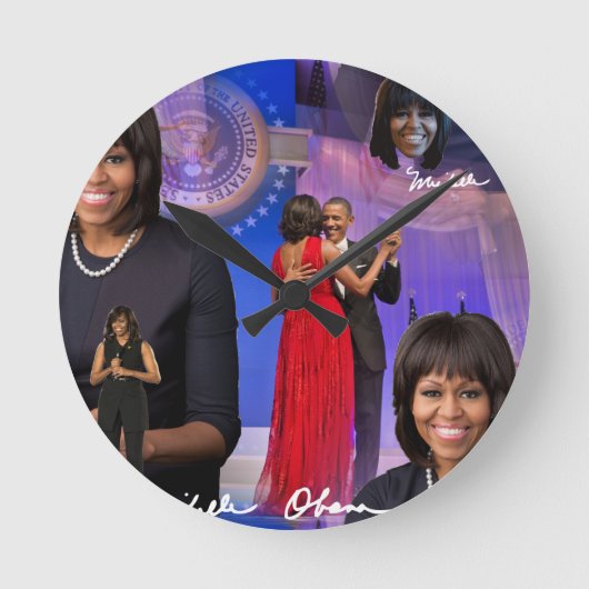 Michelle Obama Runde Wanduhr (Vorderseite)
