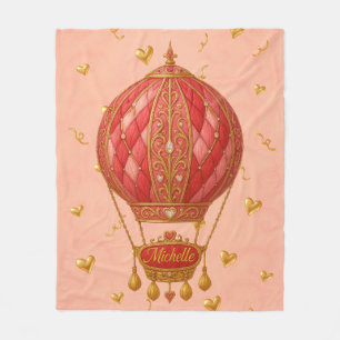 Michelle Personalisierte rosa Herzballon-Decke Fleecedecke