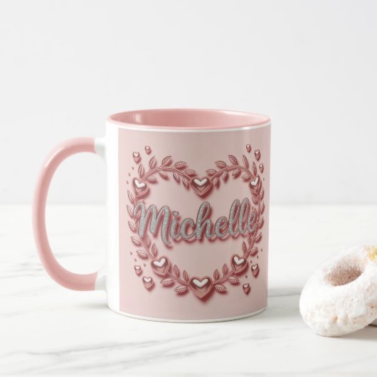 Michelle Pink Hearts Kombi-Tasse Tasse (Mit Donut)