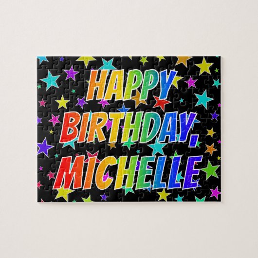 "MICHELLE" Vorname, Spaß "GLÜCKLICHER BIRTHTAG" Puzzle (Horizontal)