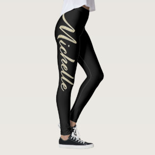 Michelle white gold Handwriting Hose Leggings