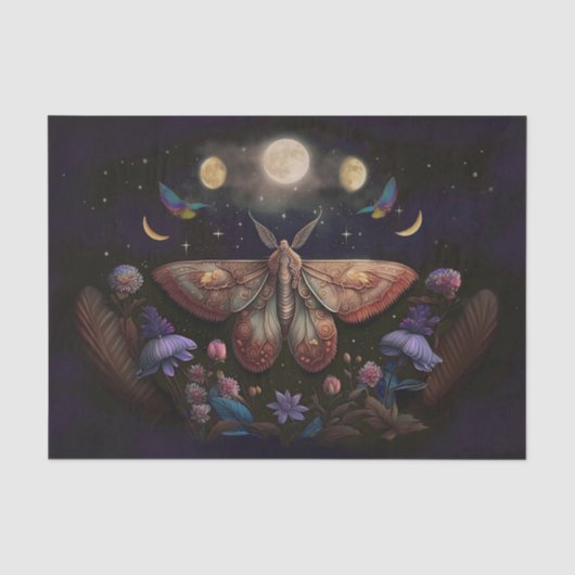 Michelles flatternder Mond, farbenfroher Moth Seidenpapier (Vorderseite)