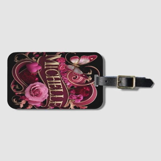Michelle's Floral Namplate Gepäckanhänger (Vorderseite (Horizontal))