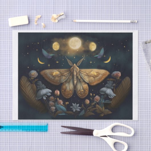 Michelle's Fluttering Moon, Goldene Moth Seidenpapier (Handwerk)